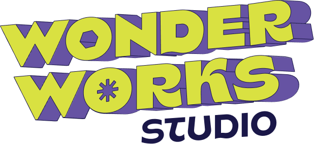 Playful text which reads 'Wonder Works Studio